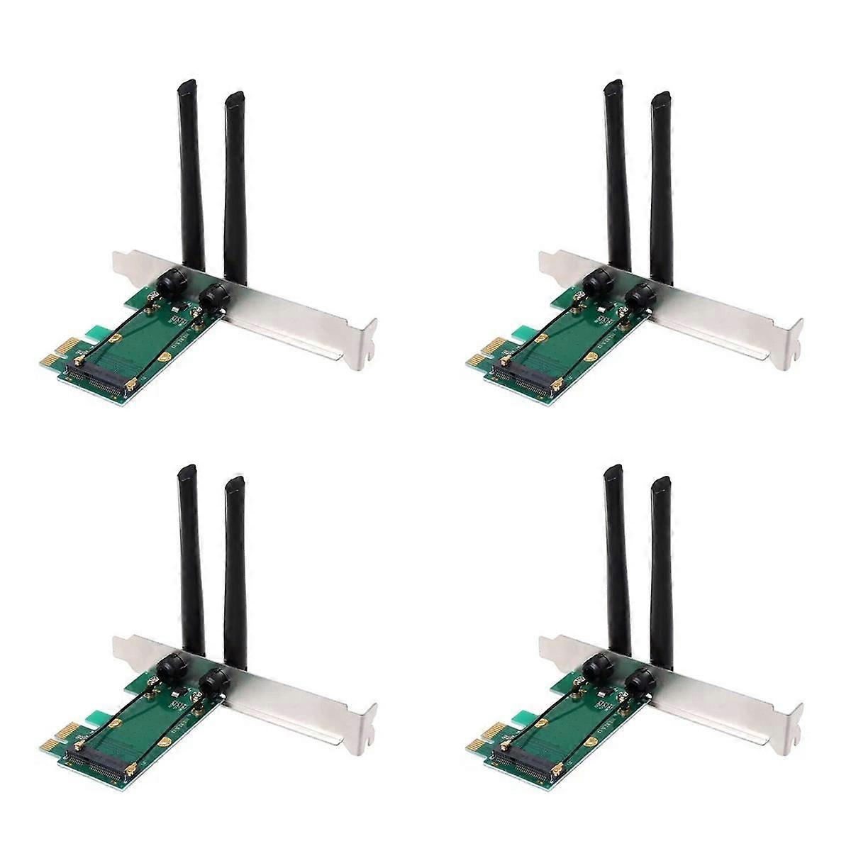 4X Wireless Card WiFi Mini PCI-E Express to PCI-E Adapter with 8 Antenna External for PC
