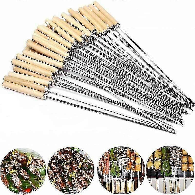 20/50/100pcs bbq πιρούνια από ανοξείδωτο χάλυβα Bbq επίπεδη πιρούνια κουζίνα σουβλάκια εργαλεία-ksize