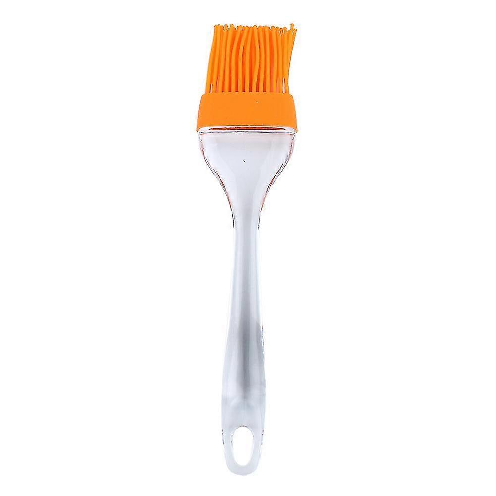 Brosse de barbecue à l’huile résistante à la chaleur en silicone à poignée blanche pour la cuisson (orange)