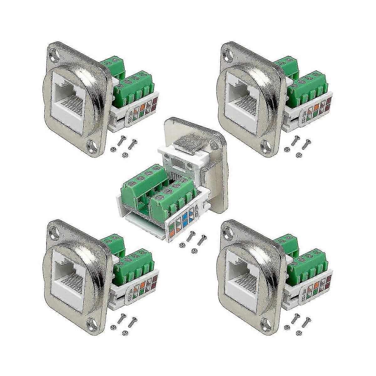 Rj45 Panel Mount Screw Terminal Adapter, Rj45/8p8c Panel Mount Connector,d-type Rj45 Female Solderl