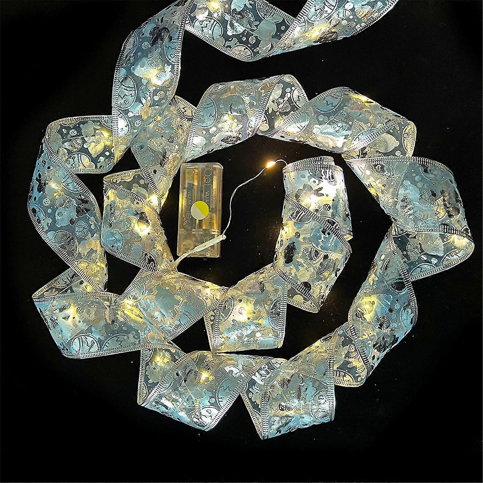 Easter Decoration Led Ribbon Lights Easter Tree Ornaments Diy Lace Bow String Lights Decoration