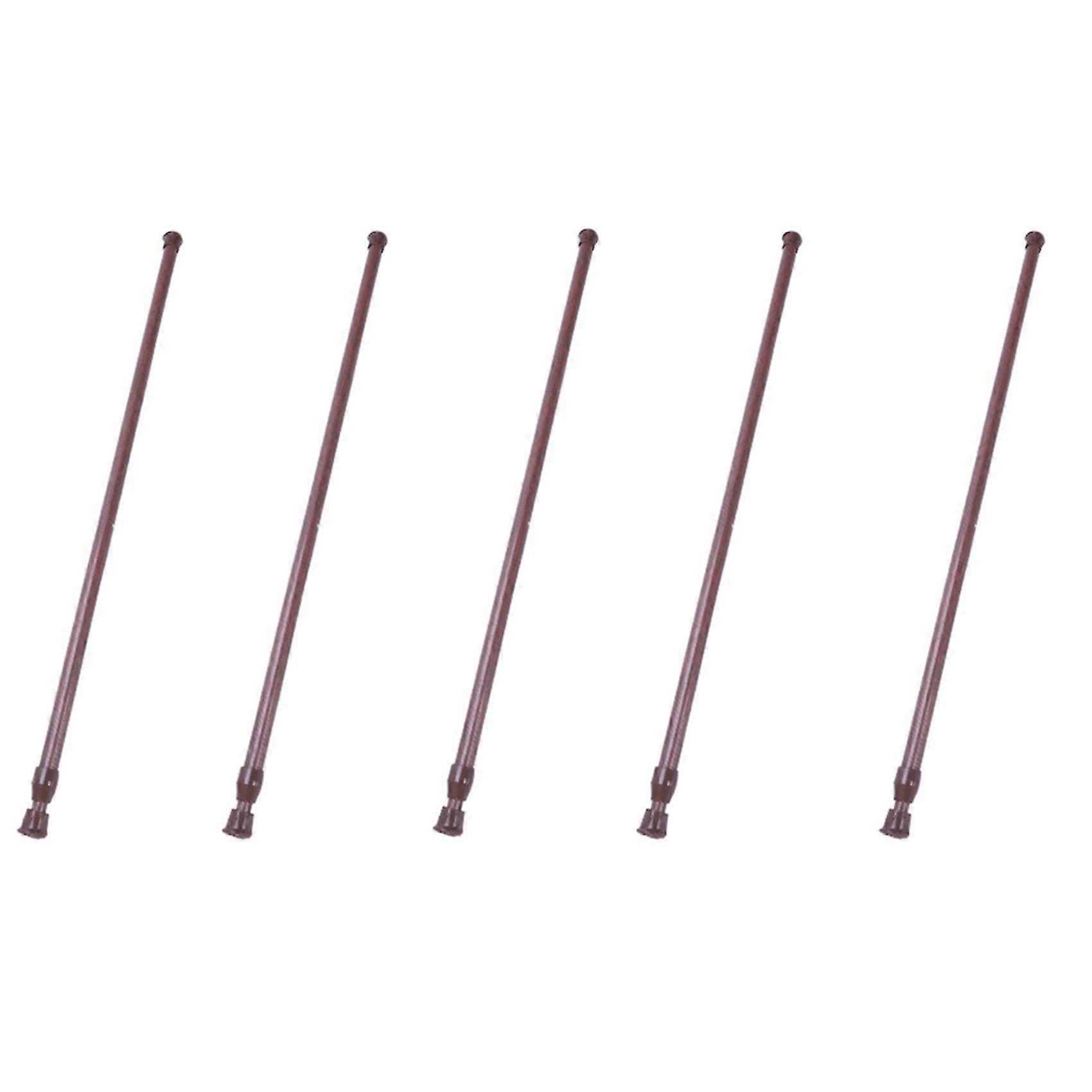 5x Extendable Telescopic Spring Loaded Net Voile Tension Curtain Rail Pole Rods,55-90cm,wood Color