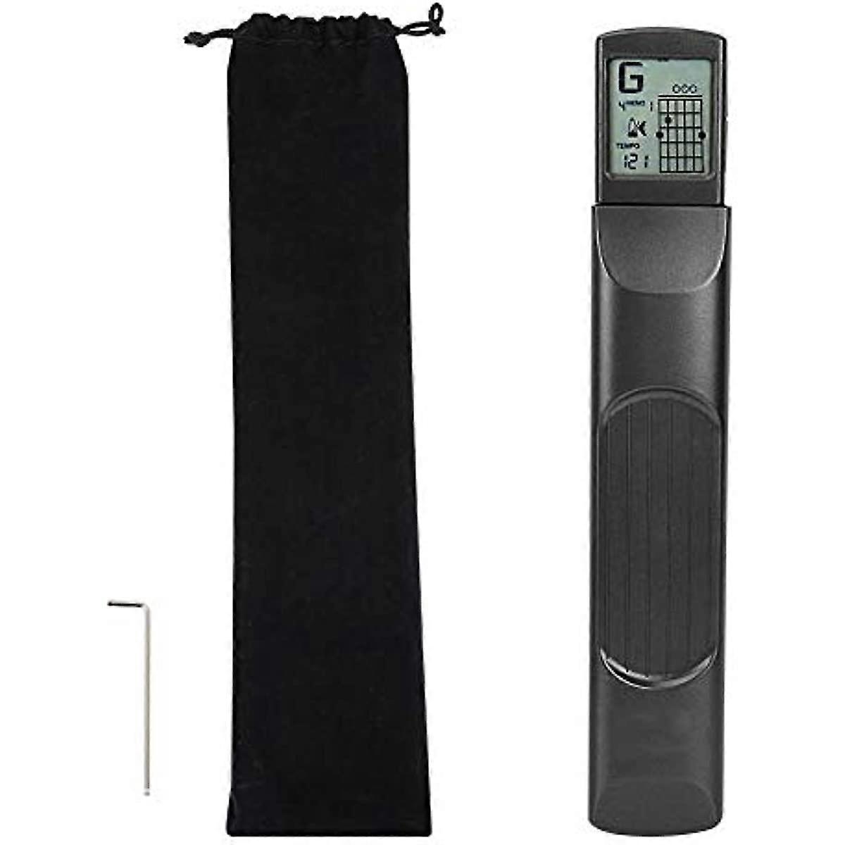 Bnineteenteam Guitar Chord Trainer Mini 6 Fret Portable Pocket Digital Guitar Chord Practice Tool with Rotatable Chart Screen and Wretch Finger Exerc