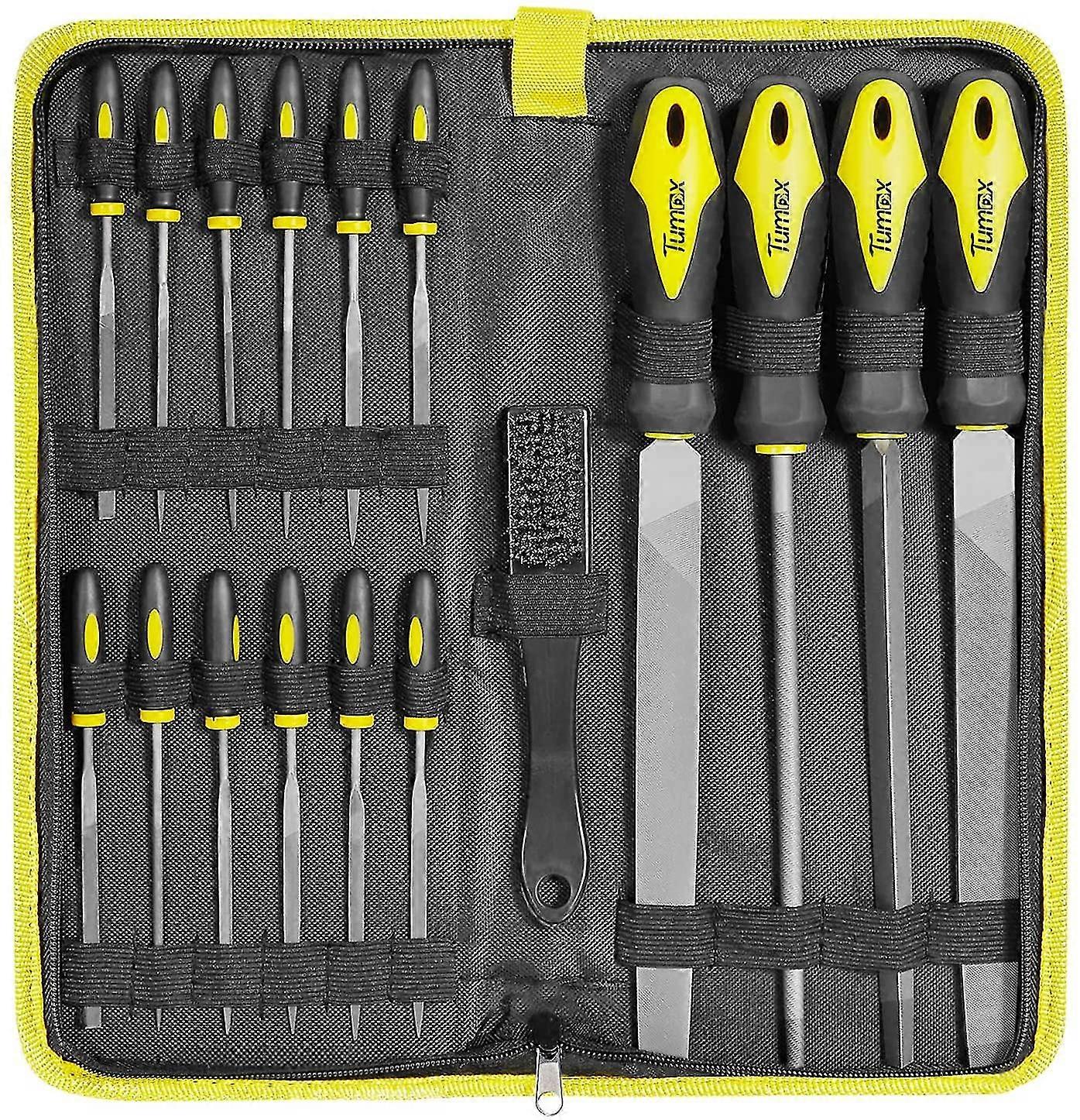 File di metallo 18pcs T12 Lime in acciaio e raspe, per fai-da-te, carpenteria, intaglio e officina, file piatti / triangolari / semi-rotondi / rotondi, file di diamanti 4 X grande A