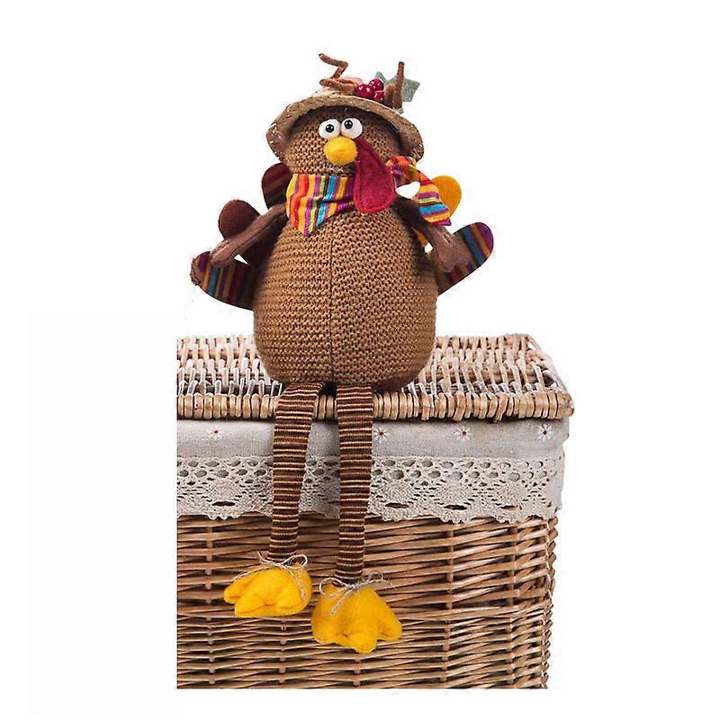 Stuffed Turkey Couple Dolls Thanksgiving Table Top Decor Delicate