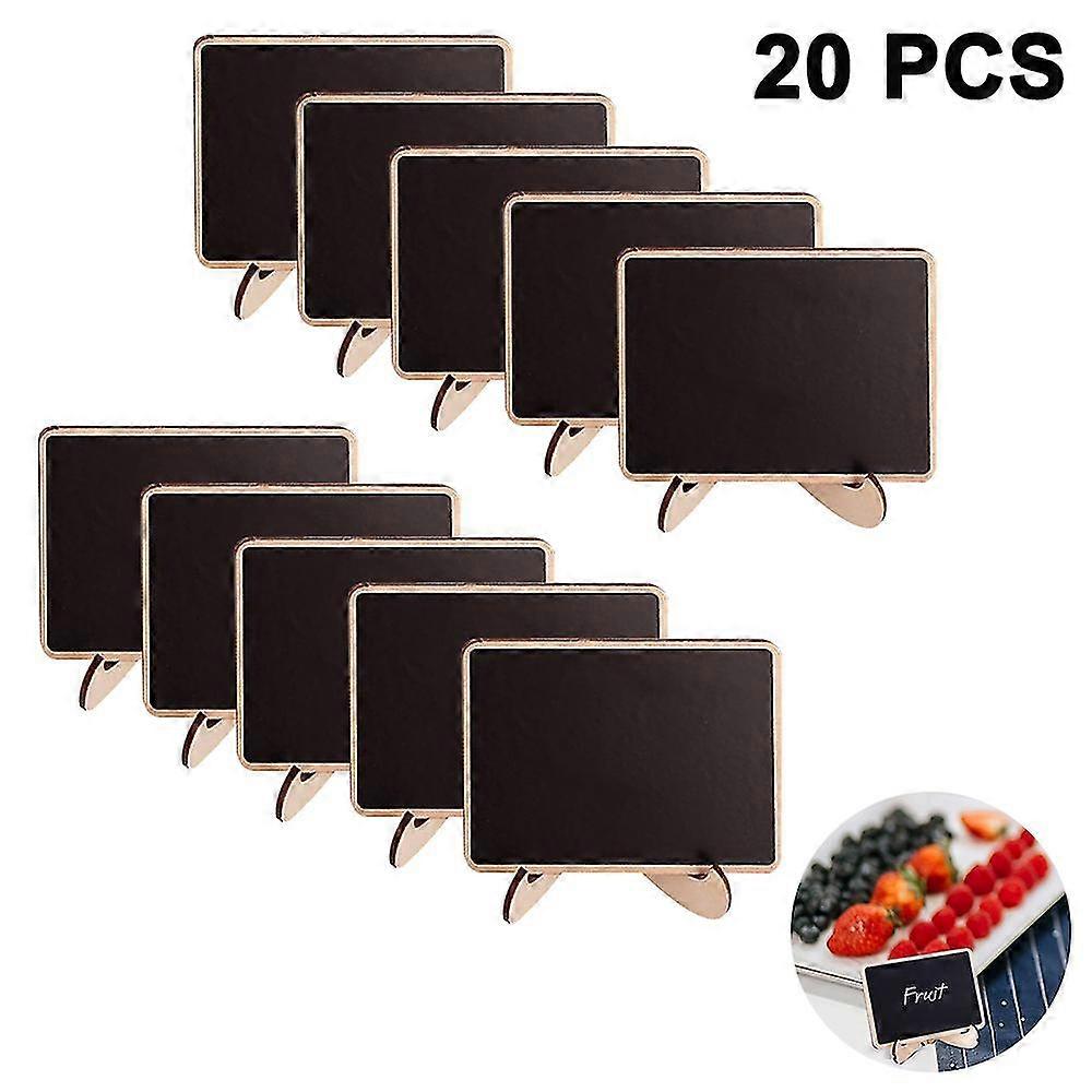 Lot de 20 mini tableaux noirs avec marqueur à craie liquide, petites étiquettes en bois avec chevalets de support, marque-places, panneaux alimenta...