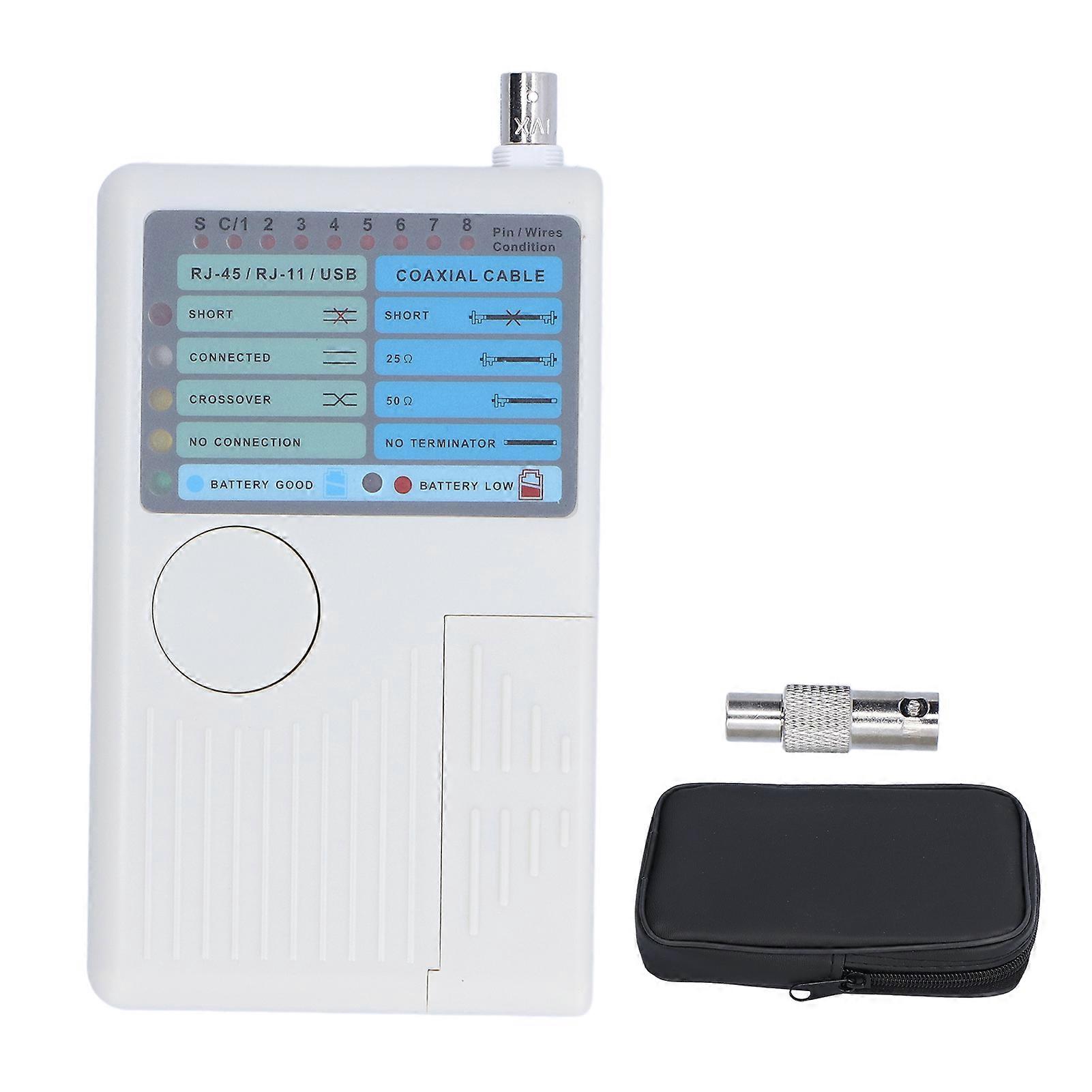 Netzwerkkabeltester 4 in 1 Multifunktionaler Koaxialkabeltester für RJ45 BNC RJ11 USB