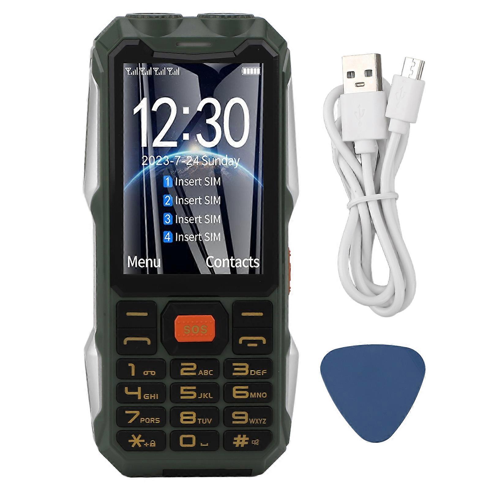 Elderly Mobile Phone Four Card Four Standby Big Button Loud Sound Cell Phone with 4.0 Inch Screen for Seniors Green YEMMA