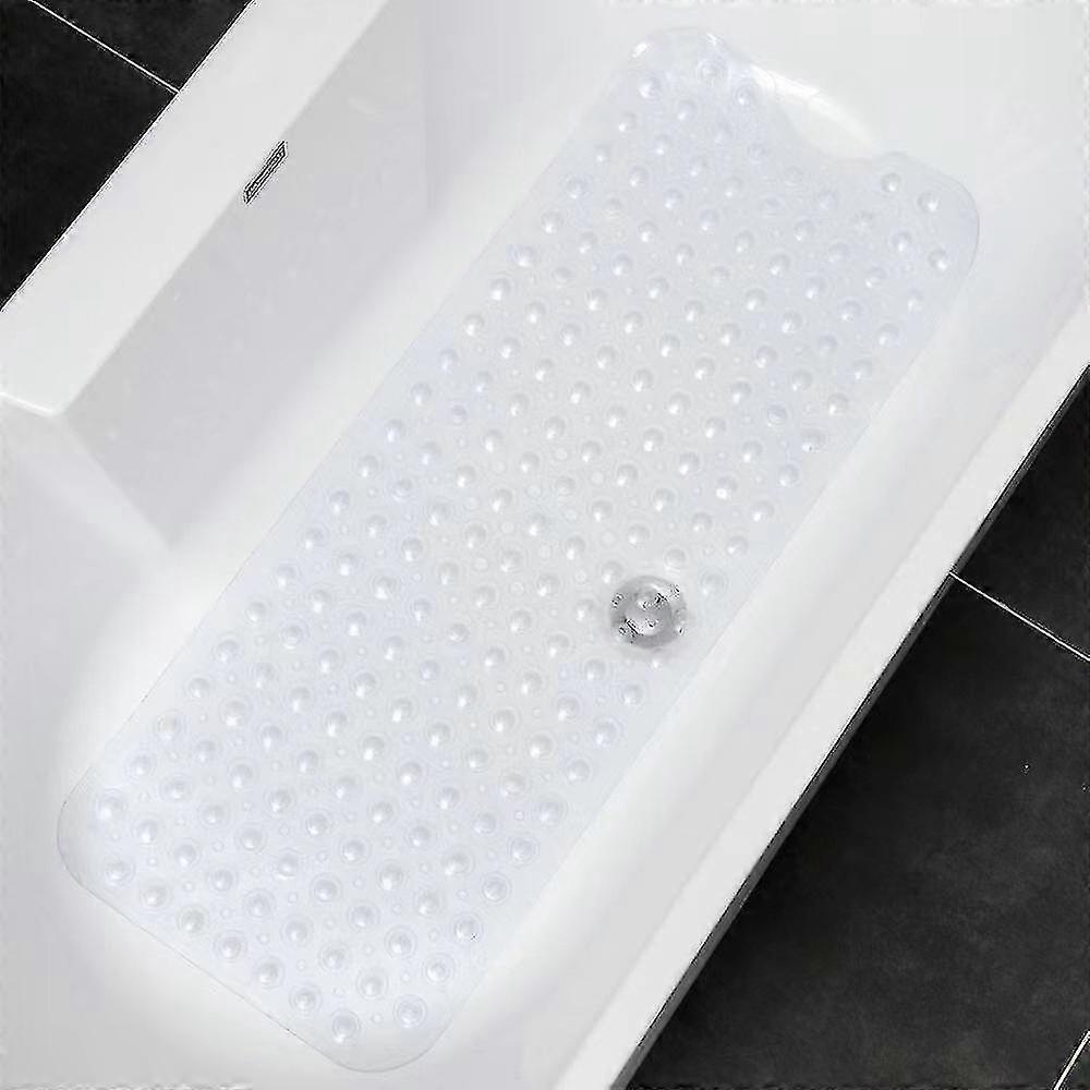 Bath Mat,non-slip Anti-mould Shower Mat,bathtub Mat With Suction Cup And Drain Holes,machine Washable,100 X 40cm Clear2pcs