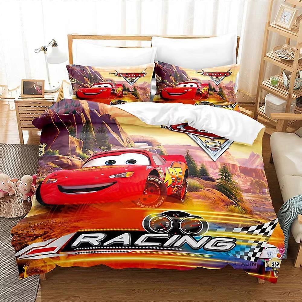 v4918  Bed Sheets Bedding Lightning Mc-Queen 3 PCS Comforter Set with 2 Pillowcases,Lightning Mc-Queen Bedding Set Sheet Set for Kids Adults,All Seaso