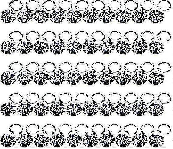 1-50 Numbers Key Chain Numbers Tags Locker Gym Key Rings Engraved Number With Key Rings Key Ring Aluminum Numbers Tag