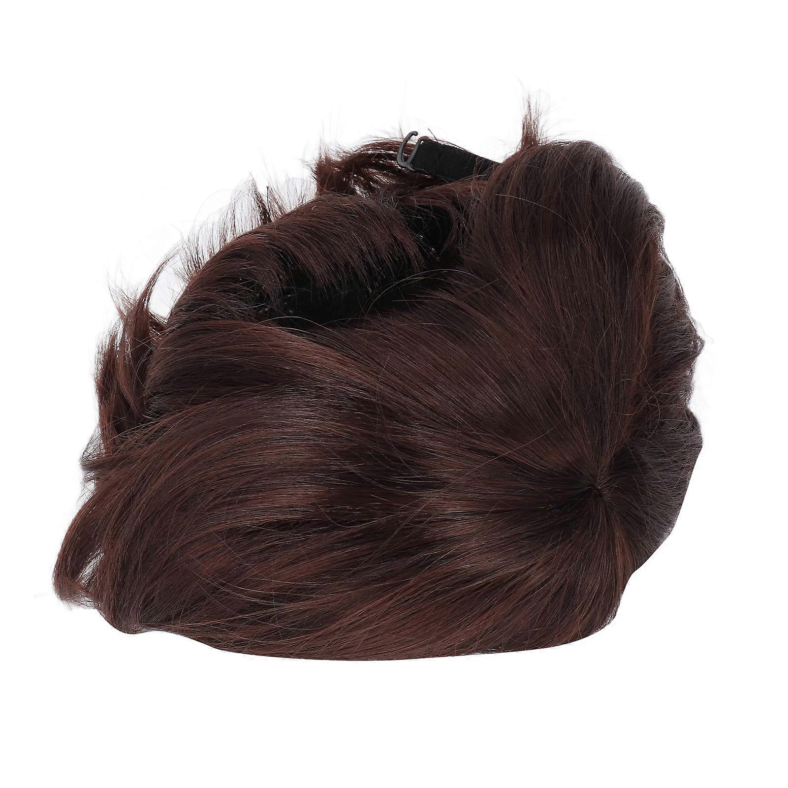 Men Wig Fashionable Soft Touch Realistic Heat Resistant Synthetic Hair Wig for Party Halloween Christmas Dark Brown