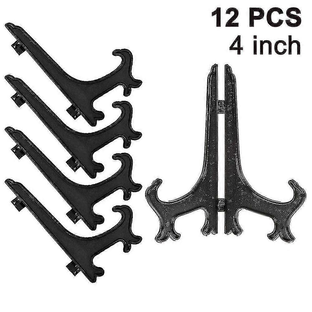 Fgao 12 Pieces Plastic Easels Plate Racks, Plate Racks, Folding Plates(4 Inch,transparent)