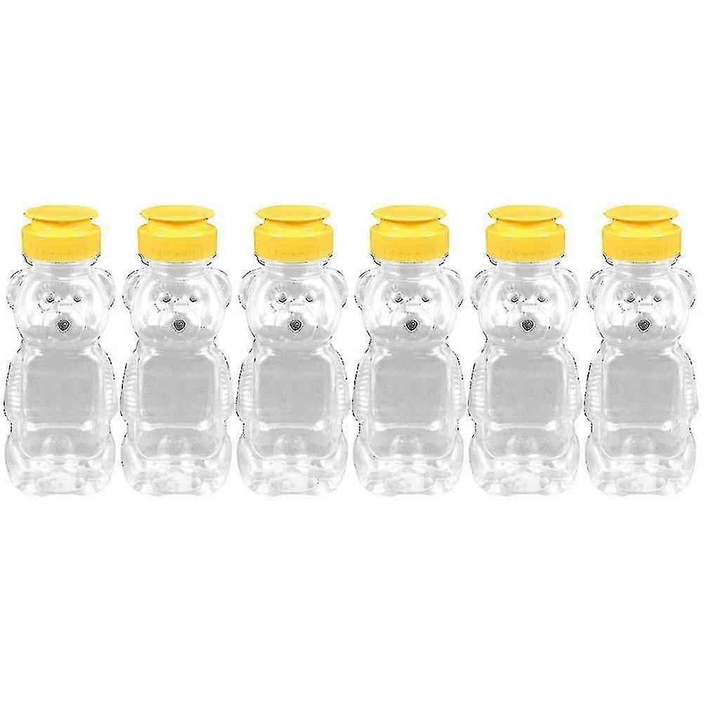 6pcs Portable Drinking Bottle Bear Shape Beverage Bottle Kids Bottle Transparent