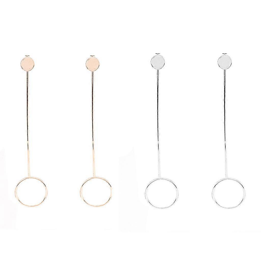 Geometric Circular Dangle Earrings Long Chain Circle Drop Metal Gold