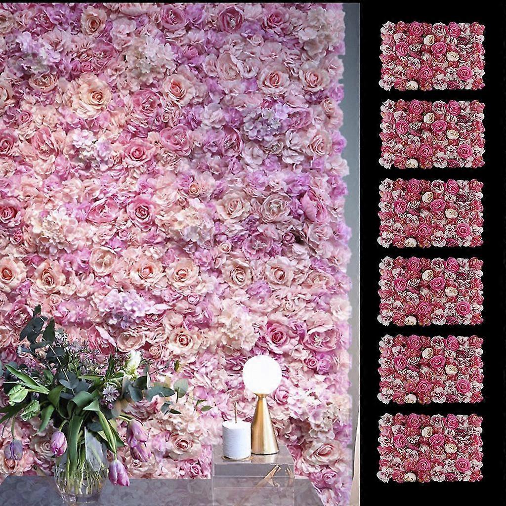 6pcs Artificial Flower Wall Panel Wedding Party Venue Decor Gradient Color