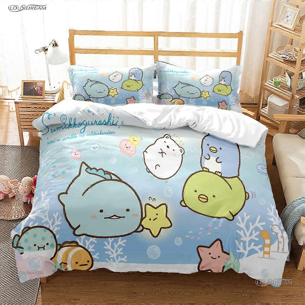 a1447 ملاءات السرير الكرتون Sumikko Gurashi أنيمي لطيف غطاء لحاف مضحك Kawaii مجموعة الفراش غطاء لحاف ناعم وغطاء وسادة مفرد / مزدوج / كوين / سرير شي