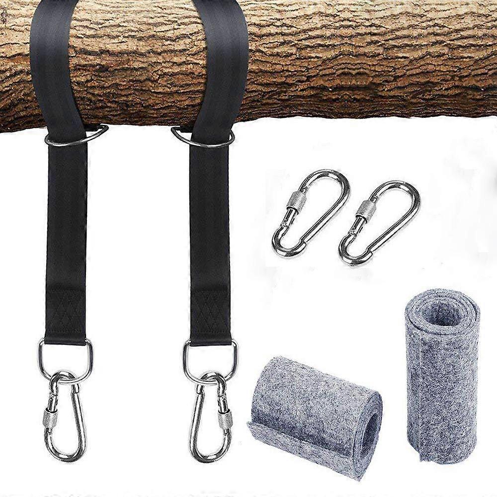 Hammock Attachment Swing Suspension Harness Kit With 2 Heavy Duty Carabiners And D-Rings, Holds Up To 550 Kg With Storage Bag, Tree Protection Pad