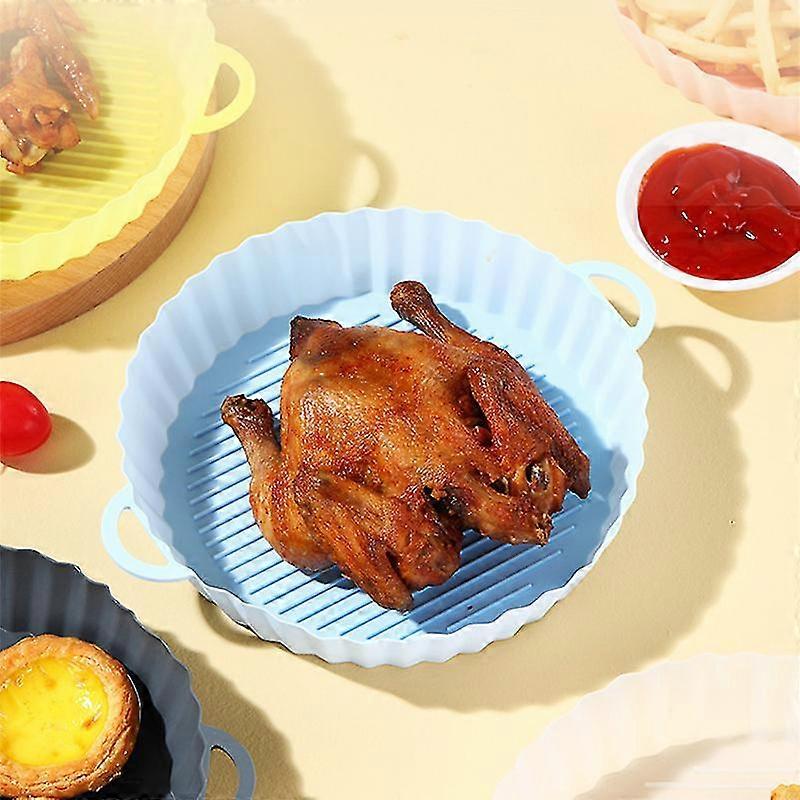 21cm الهواء القلايات فرن صينية الخبز المقلية سلة الدجاج حصيرة Airfryer سيليكون وعاء