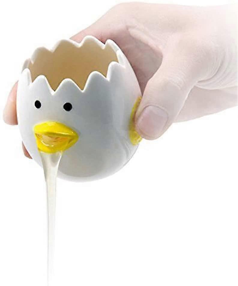 Cute Egg Separator, Ceramics Vomiting Chicken Egg Yolk White Separator, Practical Household Small Egg Filter Splitter, Kitchen Gadget Baking Assistant