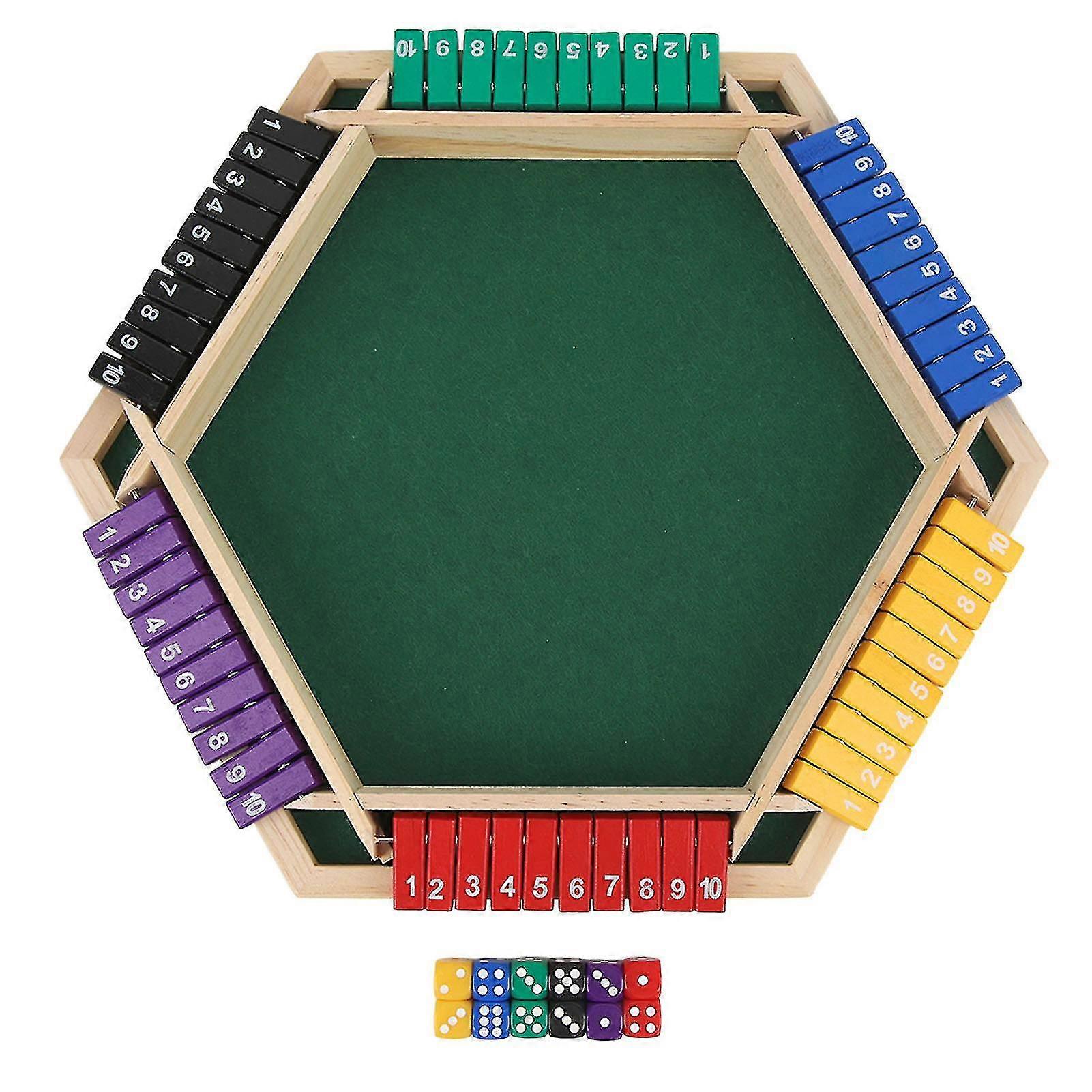Shut The Box Dice Game 6 Player 6 Color Sided Wooden Tabletop Shut The Box Game With 12 Dice