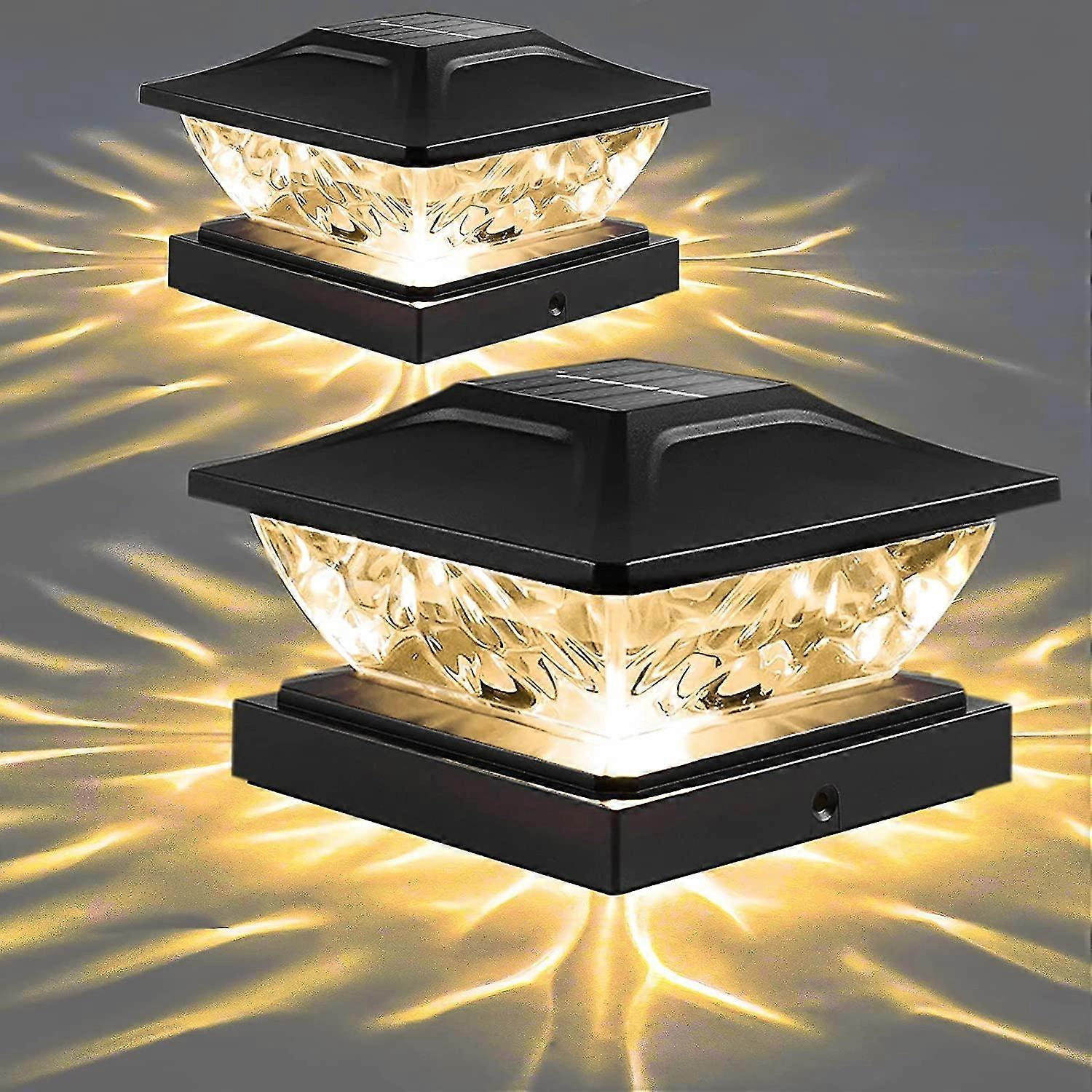 ソーラーポストキャップライト屋外 - 8パック2モードソーラーデッキフェンスライト、Ip65防水ソーラーパワーライトフィット3.5x3.5 4x4 4.5x4.5 5x5ポストガーデンP