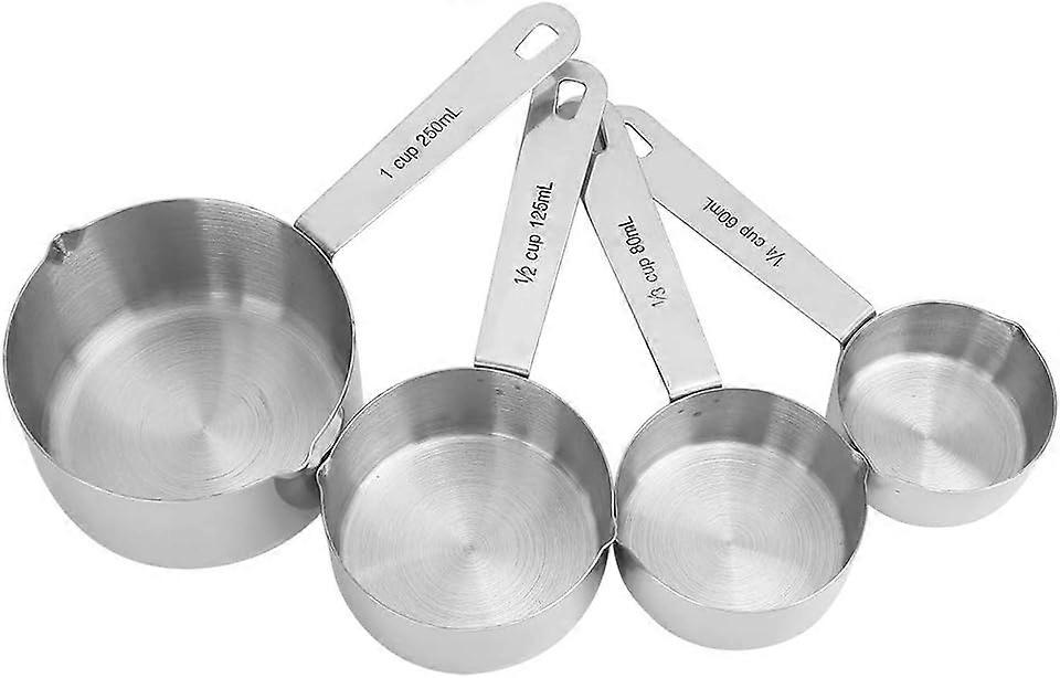 ステンレス製計量カップとスプーン 4 個セット、目盛り付き、取り外し可能、お手入れが簡単、耐久性