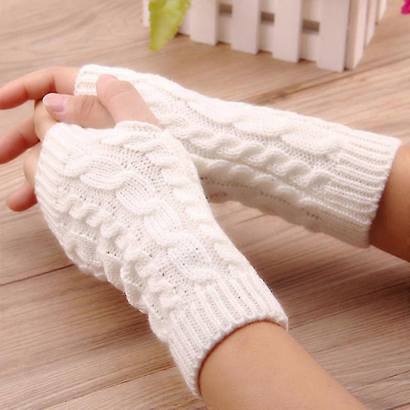 Gants tricotés unisexes pour femmes, mitaines, demi-doigts, trou pour le pouce, chauffe-poignets