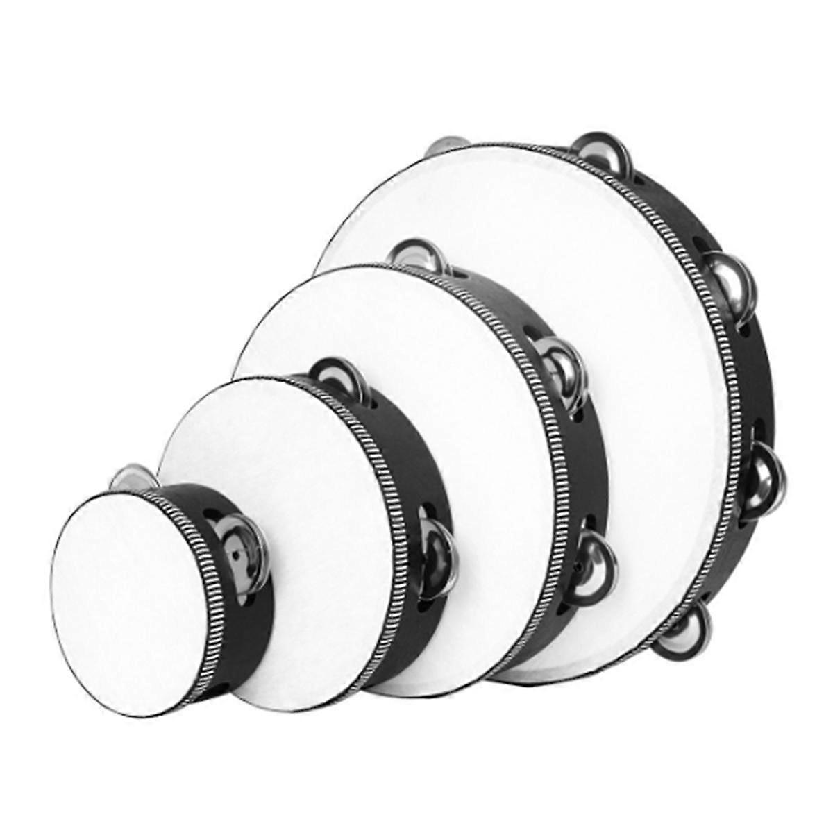 4pcs adulto tambor de mão conjunto de fileira dupla mão bell kit tambor de madeira 4 polegadas 6 polegadas 8 polegadas 10 polegadas handheld drum