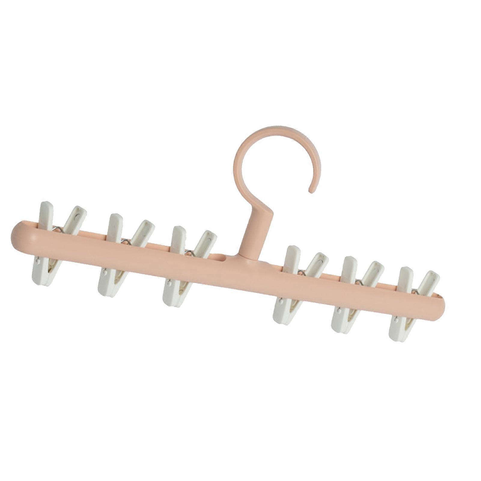 Plastic Drying Rack with 6 Clips - 360 Degree Rotatable Multifunctional Laundry Hanger in Pink and White