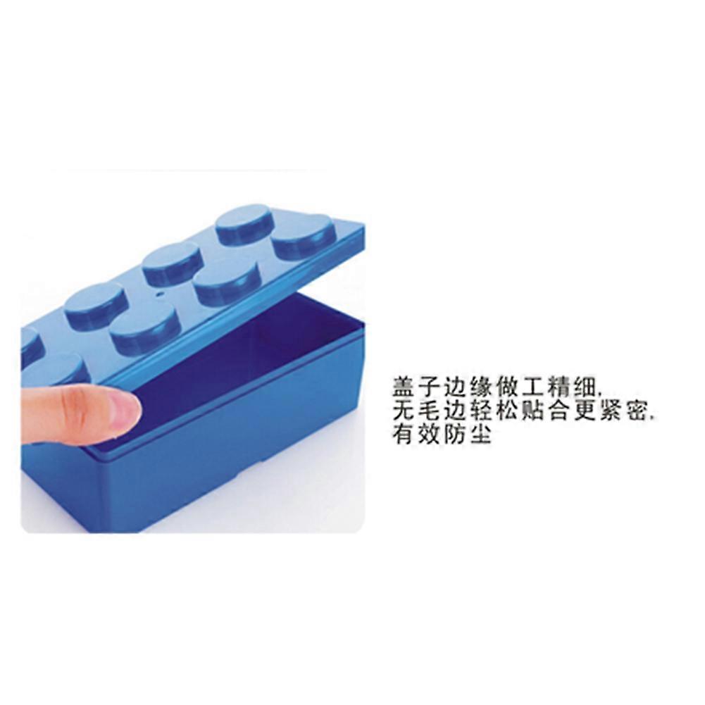 Blue Rectangle Building Block Shapes Plastic Storage Box - Stackable and Practical