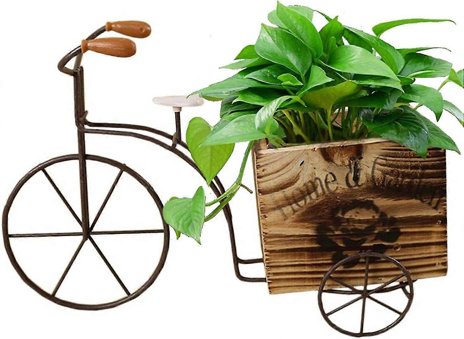 Vaskerekes kerékpár virágcserép - tömör fa tricikli virágcserép