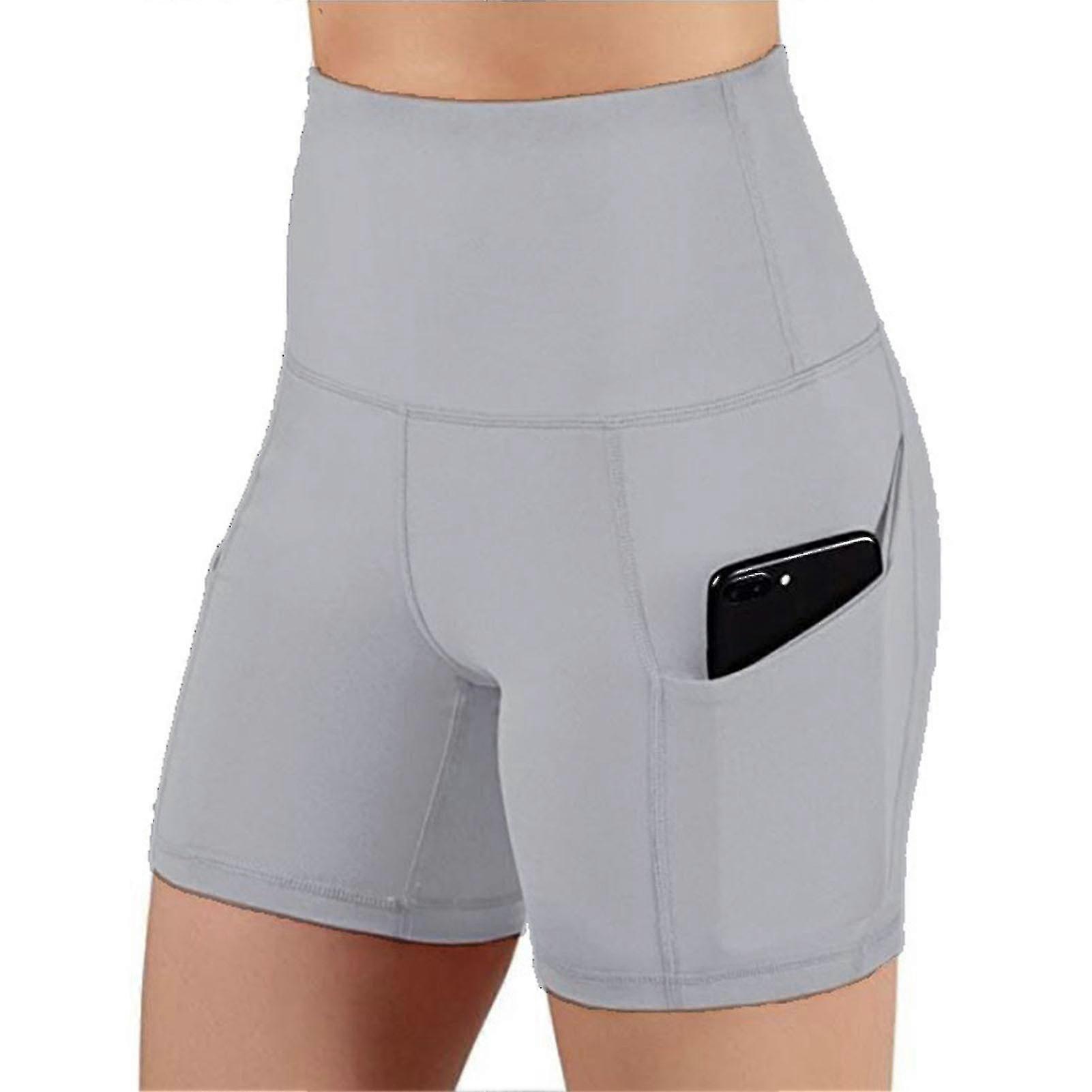 S-5XL Women's High Waisted Bike Shorts With 2 Side Pockets Workout Running Yoga Shorts For Yoga Exercise Fitness