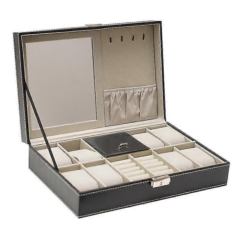 Watch Cases For Men, 8 Slots Lockable Watch Box Organizer For Men With Jewelry Organizer XYT