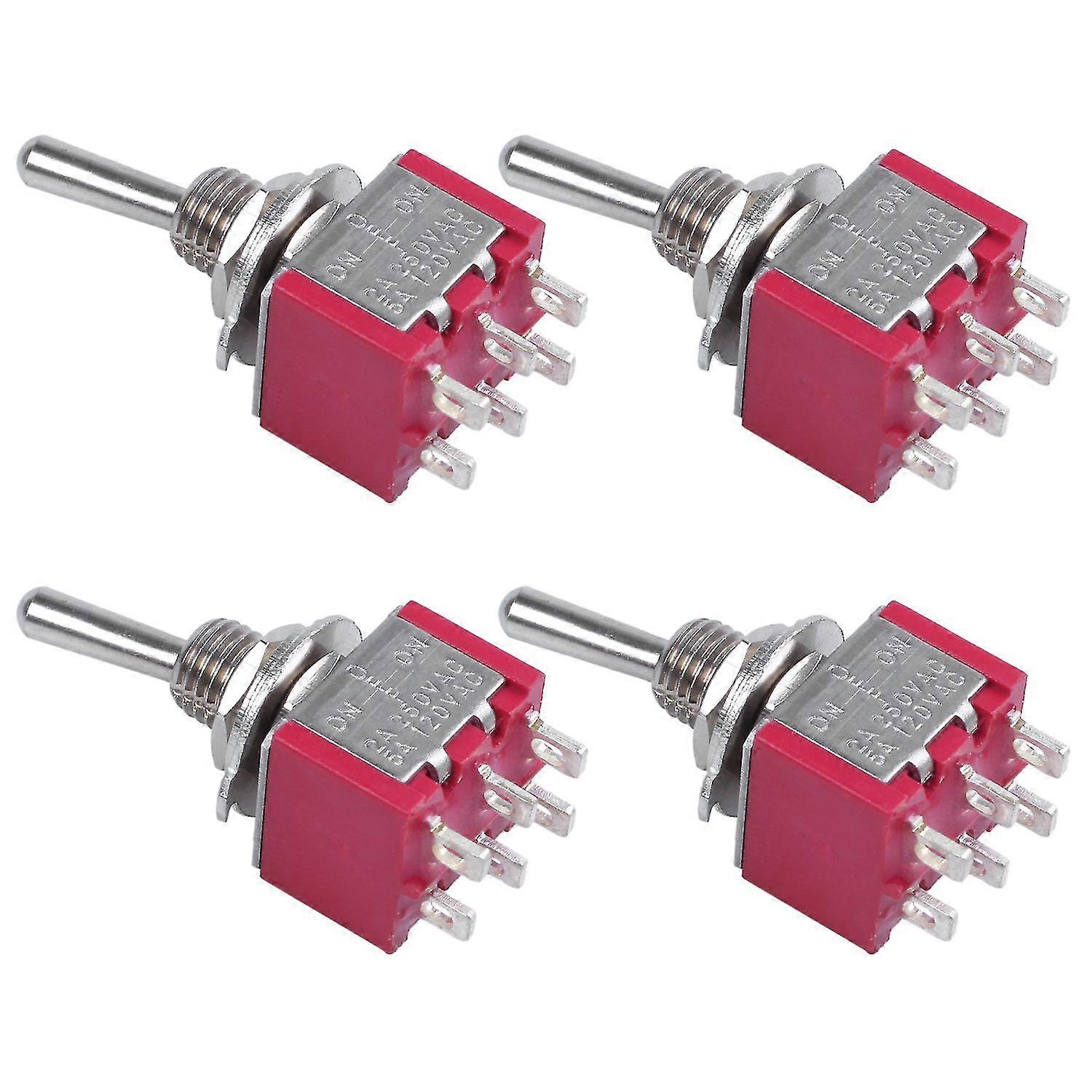 4pcs Ac 250v 2a 120v 5a 6 Pin Terminals Onoffon Dpdt Toggle Switches