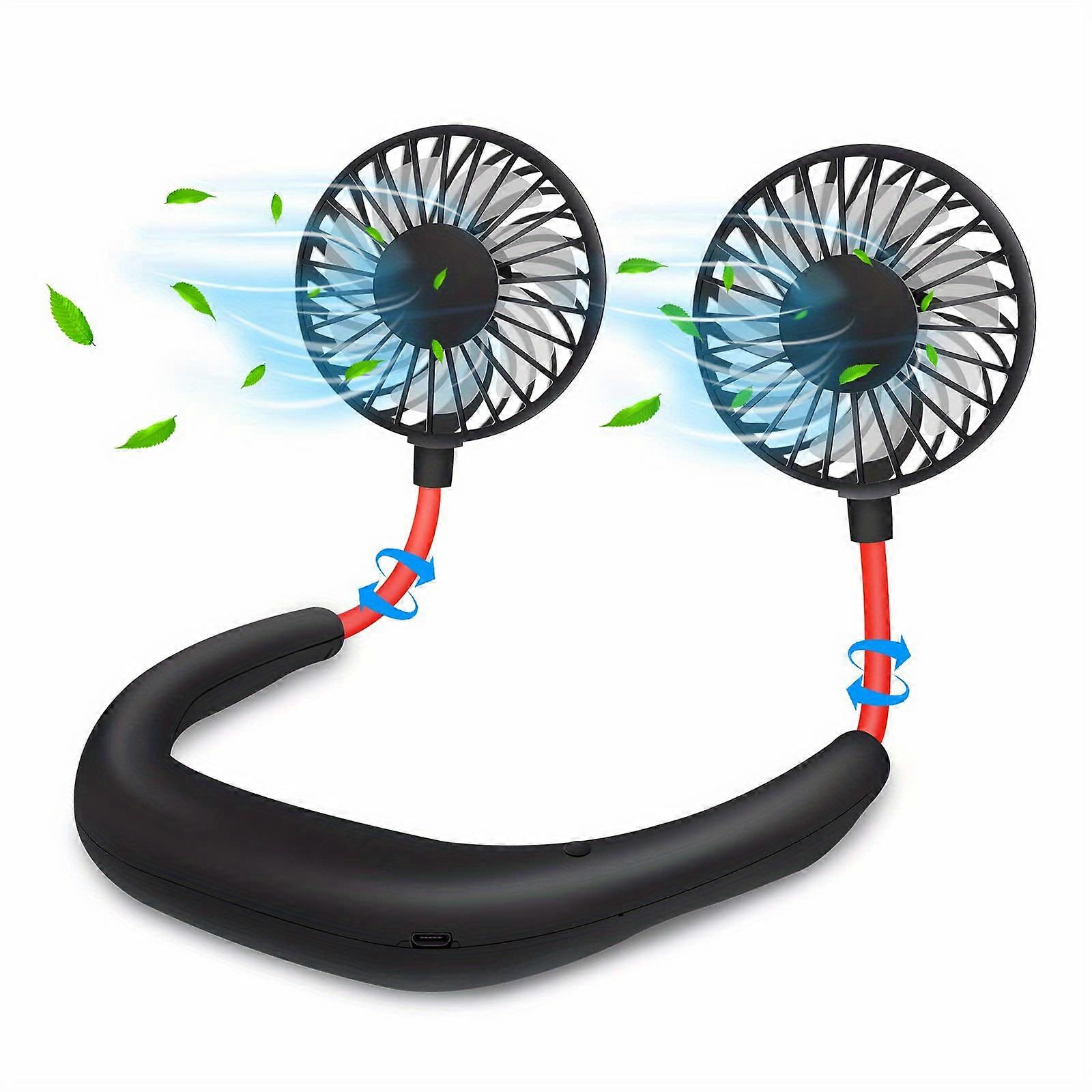 1pc USB Rechargeable Portable Neck Fan - Hands-Free Personal Wear Fan with 360 Adjustable 3-Speed Settings for Travel, Office, Home, and Outdoor Use