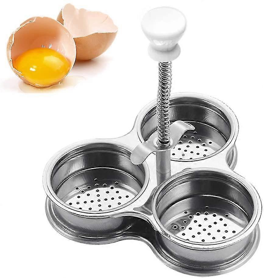 Egg Poacher, غلاية البيض، 3 رف صائد بيض من الستانلس ستيل لطهي البيض، أكواب بيض مسلوقة غير لاصقة