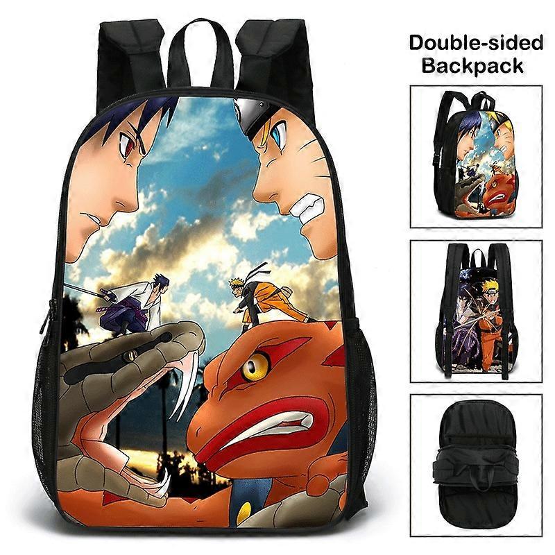 Bandai Naruto Backpacks Anime Cartoon Backpack Purse Large Capacity Students Canvas Backpack Men Double Sided Pattern Backpack