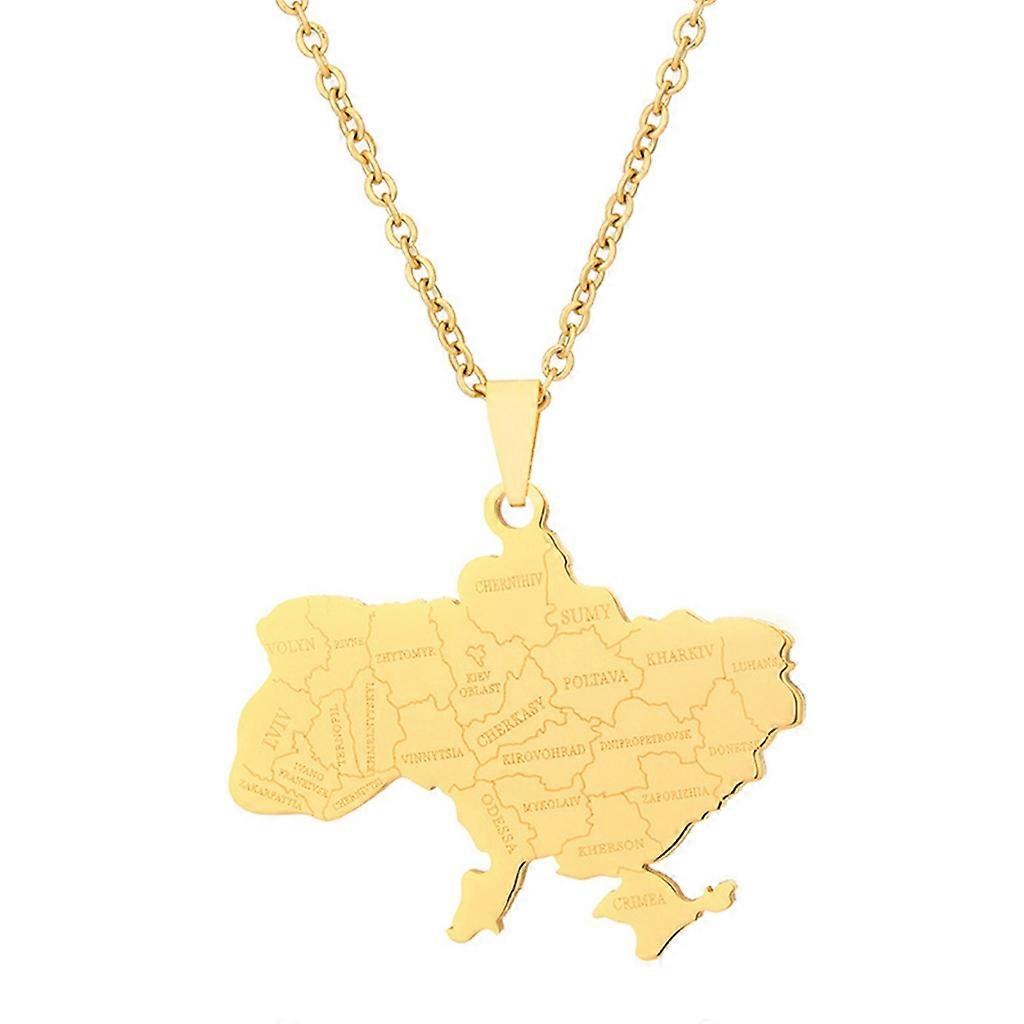 unbrand Fashion Ukraine Map Pendant Necklace for Women Girls Ukrainian Party Gift Gold