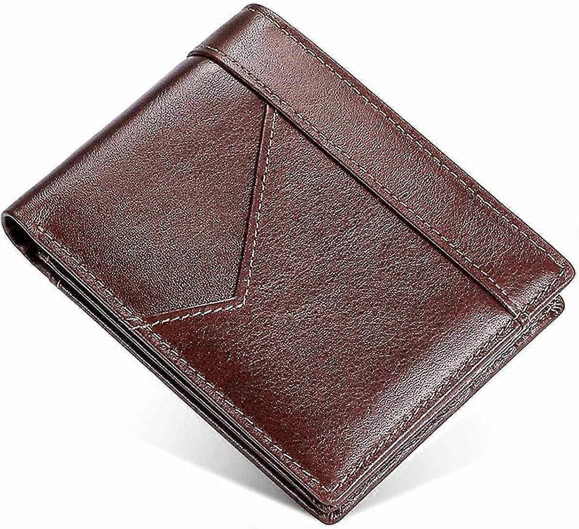 Slim Rfid Wallets For Men - Genuine Leather Front Pocket Bifold Wallet Travel Purse Coffee
