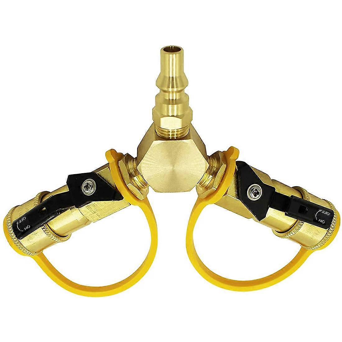 1/4inch RV Propane Quick Connect Y Splitter Adapter for RV to Grill & Quick Connect Propane Hose Fittings Connector