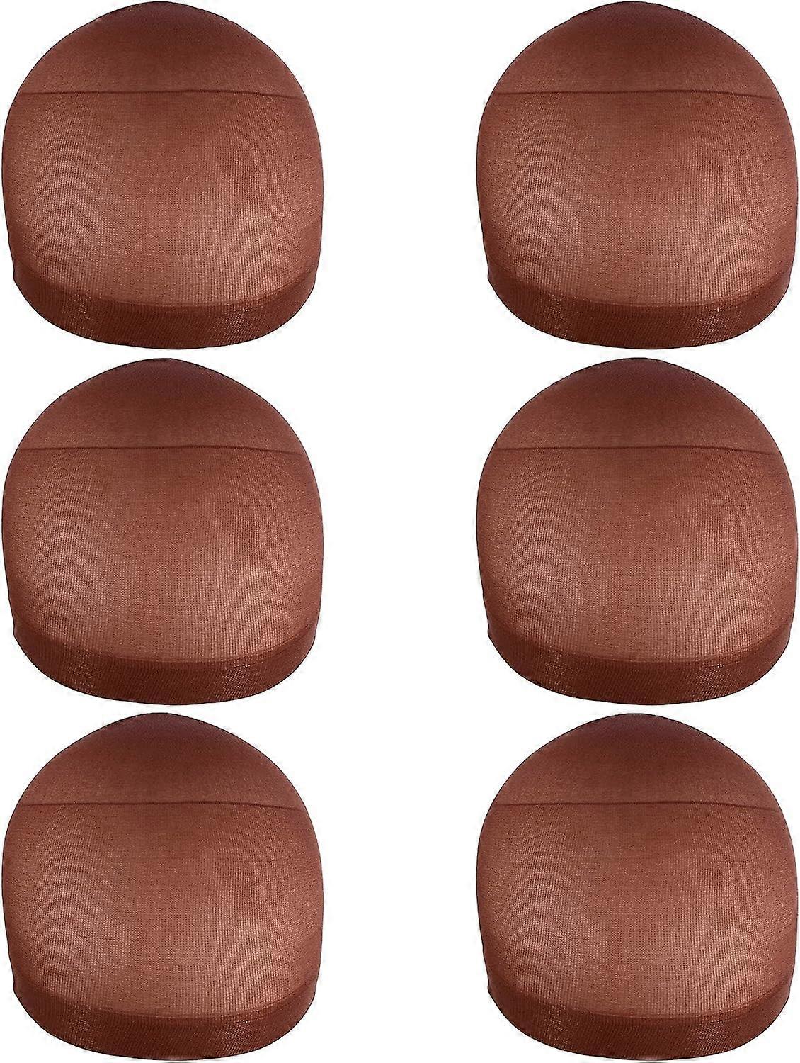 6 Pieces Unisex Wig Caps Breathable Nylon Wig Cap (Brown)