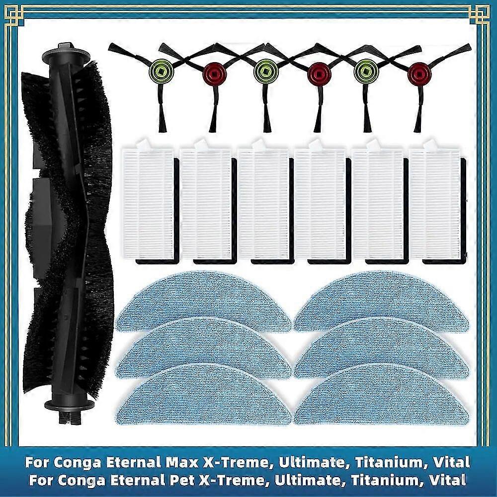 Ausgezeichnet kompatibel für Cecotec Conga Eternal Pet Max X-treme, Ultimate, Titan, Vital Ersatzteile Zubehör Seitenbürstenfiltermopp