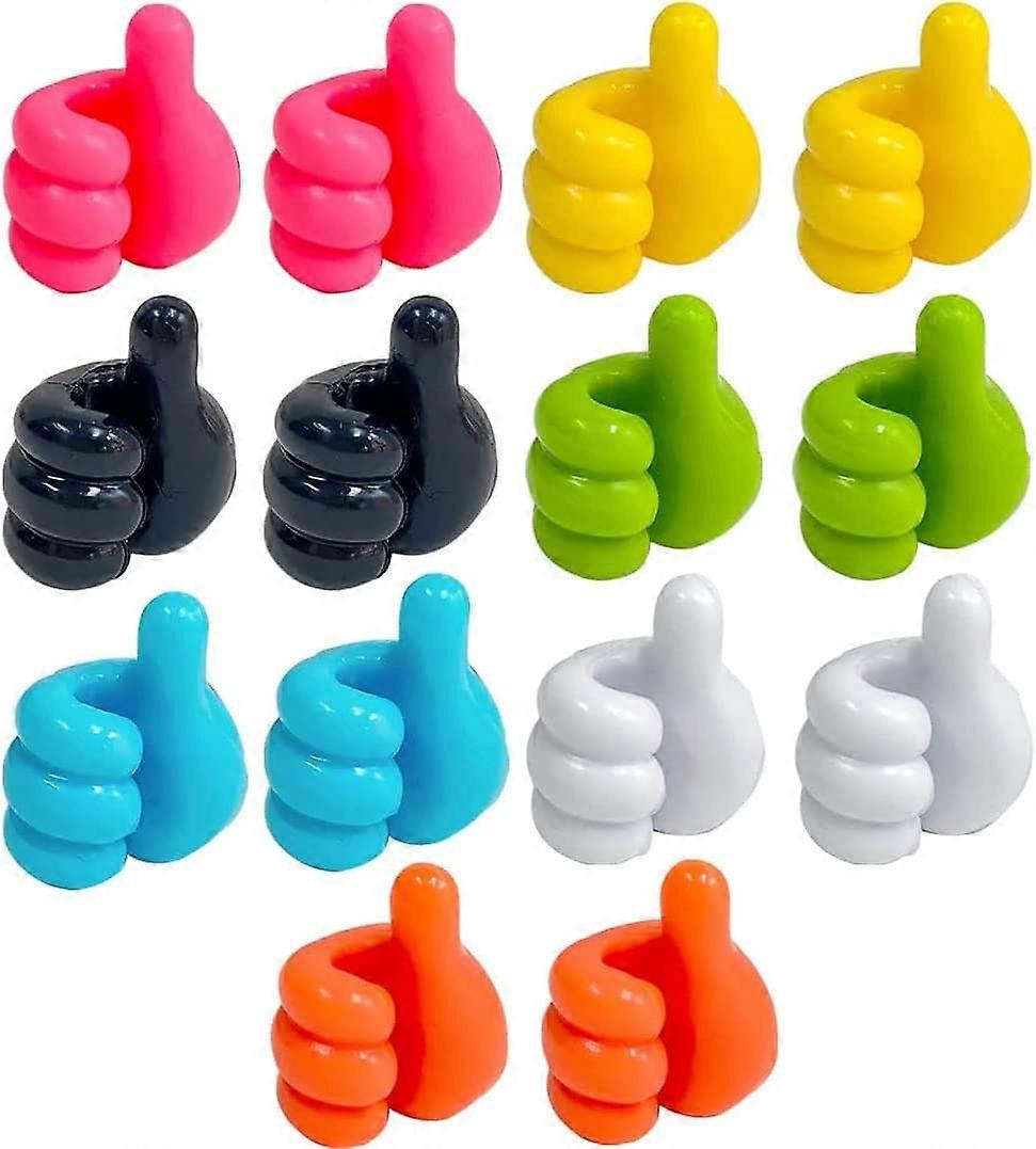 14 Pack Adhesive Thumb Wall Hooks-Multi-Function-Silicone Hooks Self-adhesive Cable Clip