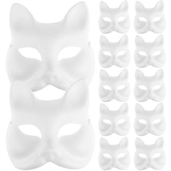 12stk Fox Mask Japansk Half Mask Blank Diy Mask Half Fox Mask Blank Prop