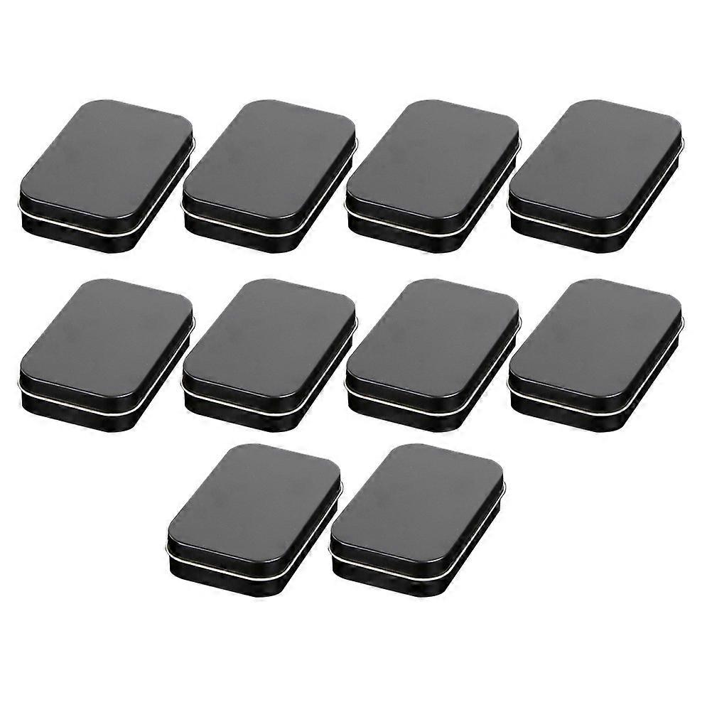 10pcs Rectangular Tins Portable Box Containers Storage Tins with Lids (Black)