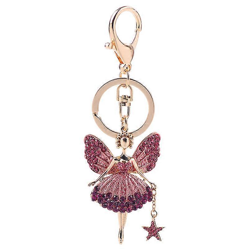Fairy Angel portachiavi borsa fascino, metallo lucido borsa fascino borsa fascino (rosa) portachiavi, ragazze donne auto borsa portachiavi zaino