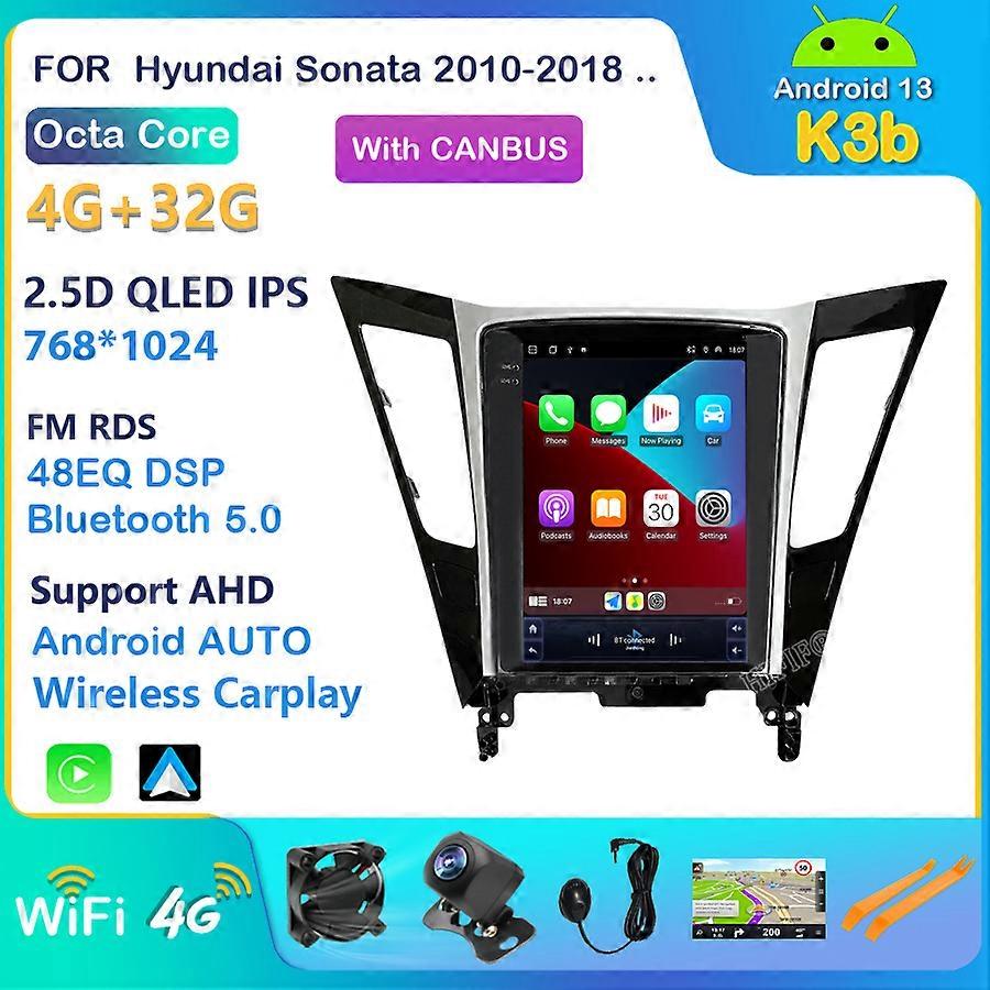 DSP Android 13Car Radio For Hyundai Sonata 8 YF 2010-2015 Multimedia Tesla Vertical Screen Navigation BT GPS 2 DIN DVD