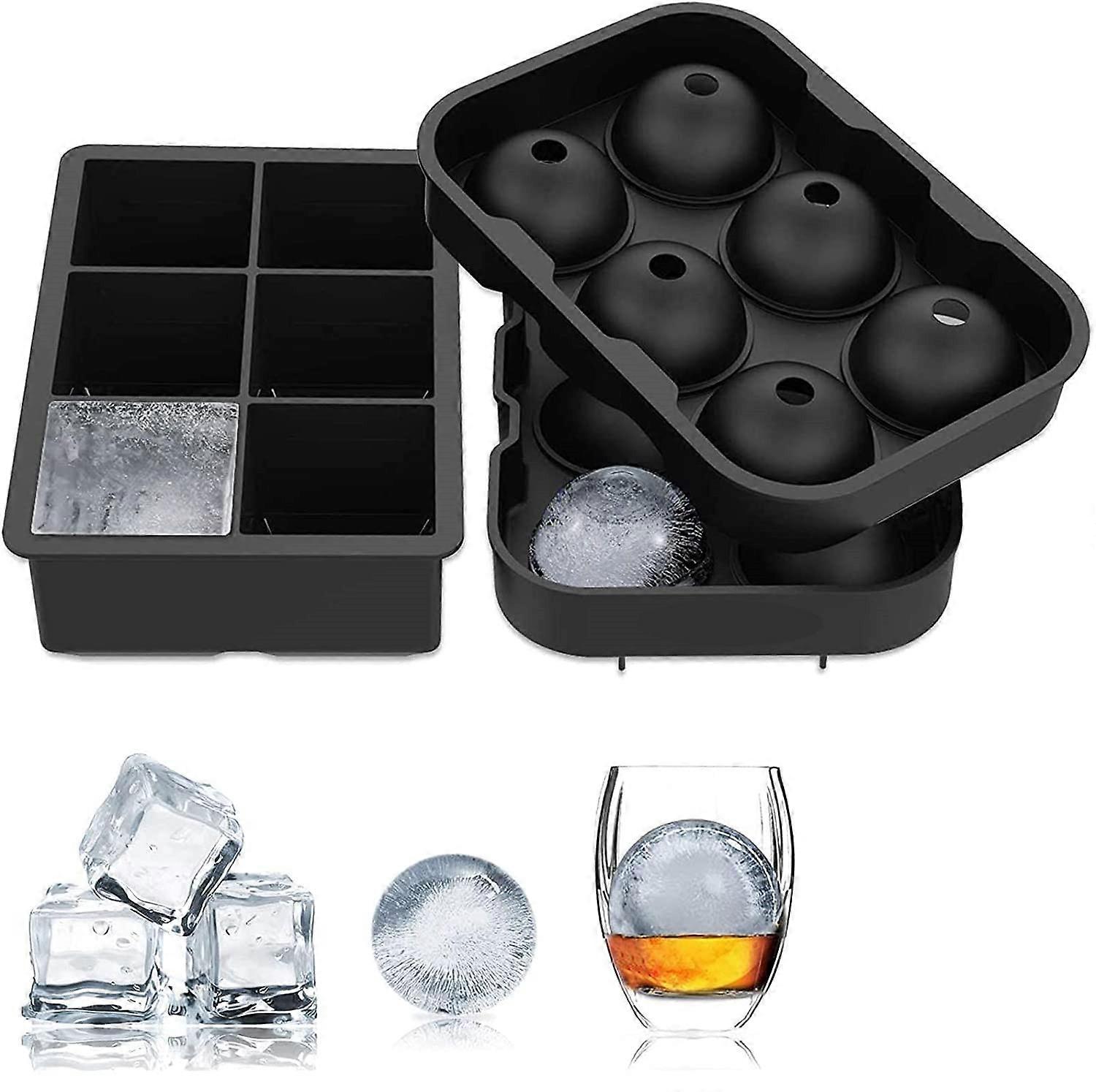 Six Compartment Silicone Ice Cube Tray - Easy Release Reusable Ice Cube Mold(4-D-1)
