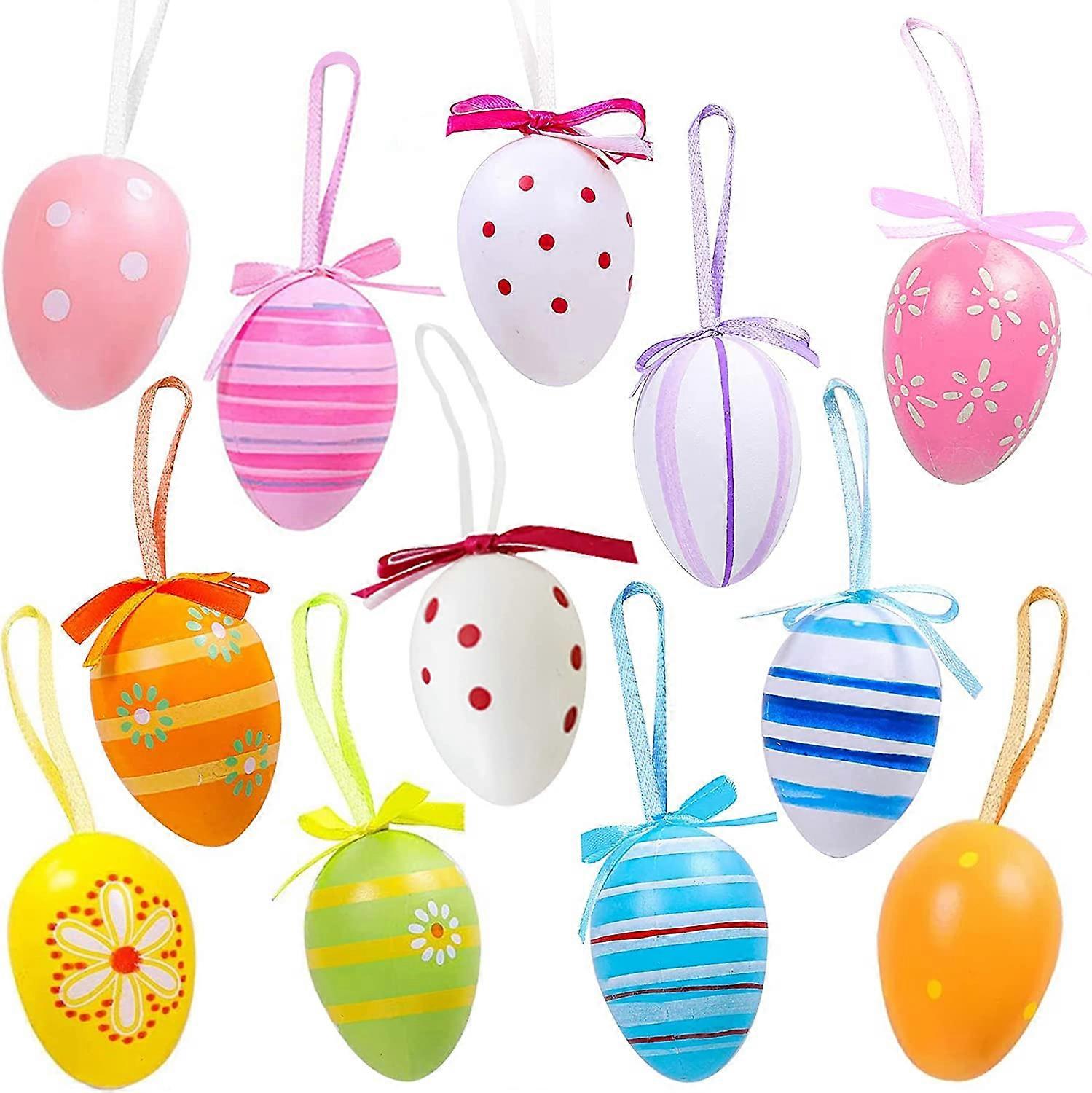 Easter decorations, 12 Easter eggs with ribbons